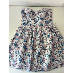Large floral romantic strapless summer fit and flare mini cottagecore sundress